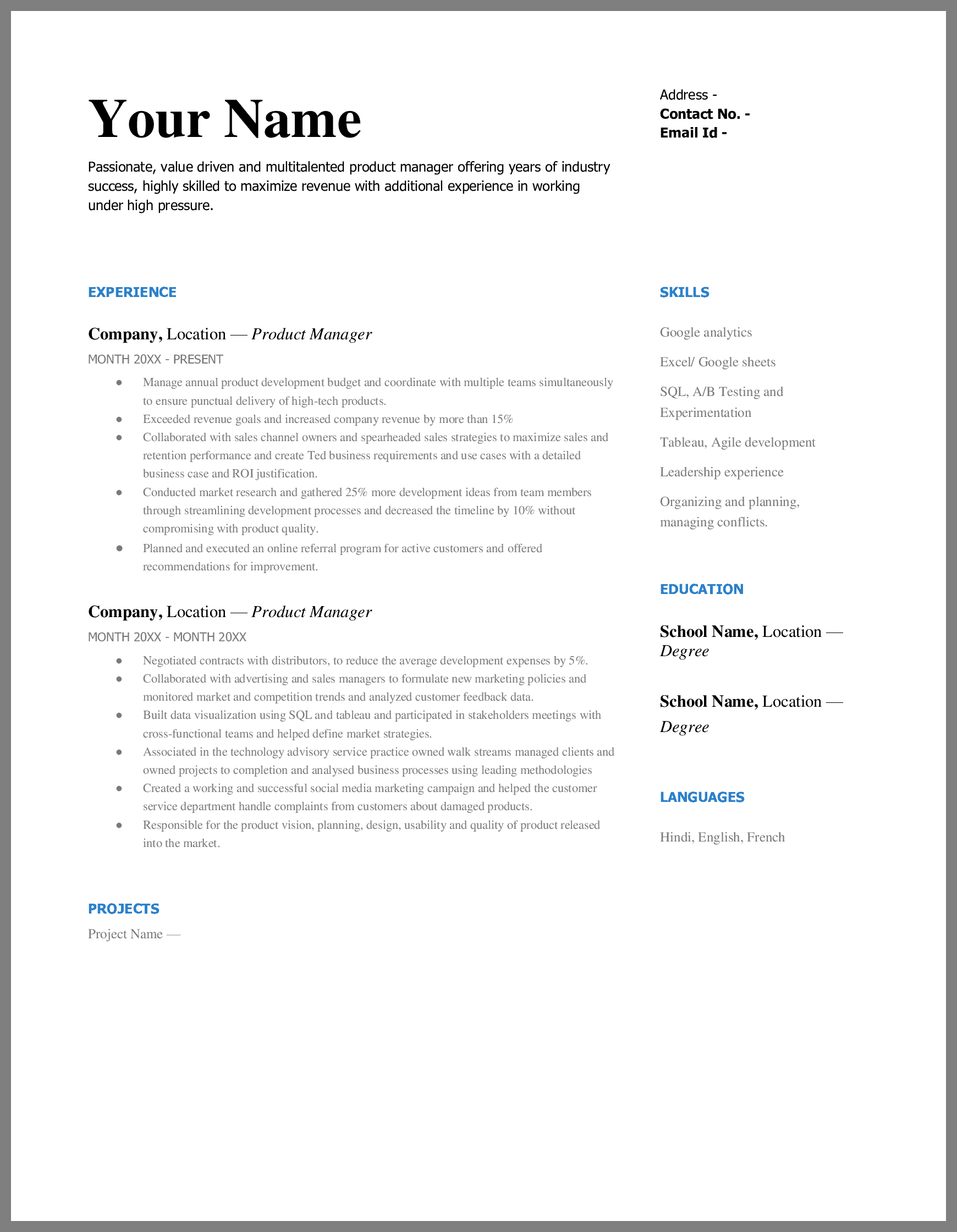 Product_Manager_Resume_Template
